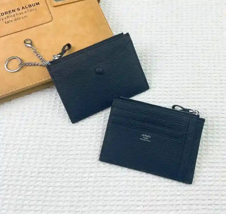 Hermes Evergrain Citizen Twill Card Case Black Wallet