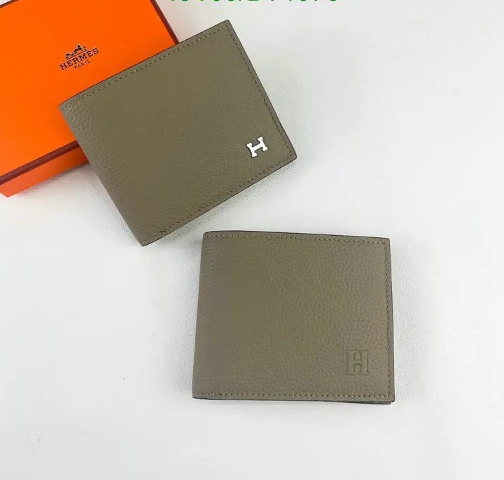 Hermes Pure Leather Peat Color Wallet For Men