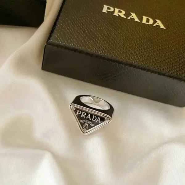 Prada Enamel Symbole Logo Signet Ring