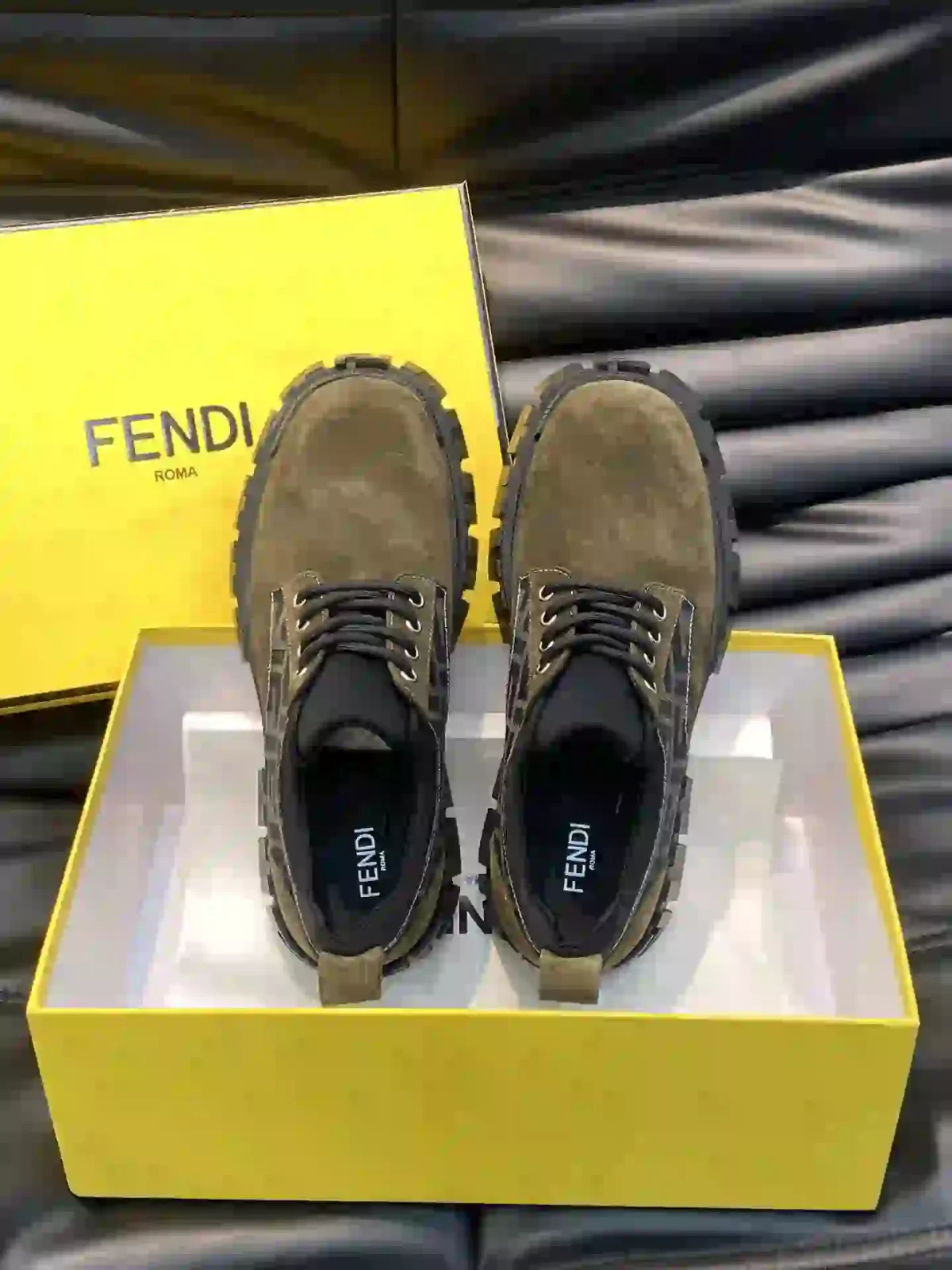 Fendi Force Lace-Ups Suede Chunky Sneakers Leather