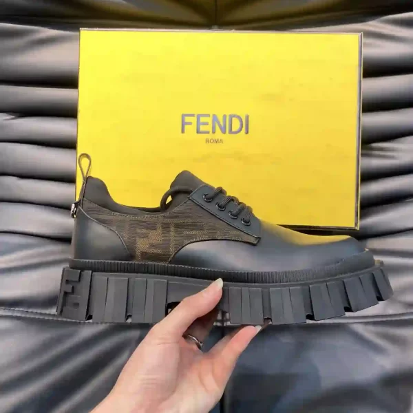 Fendi Lace Up And Monkstrap Men Leather Black Shoes