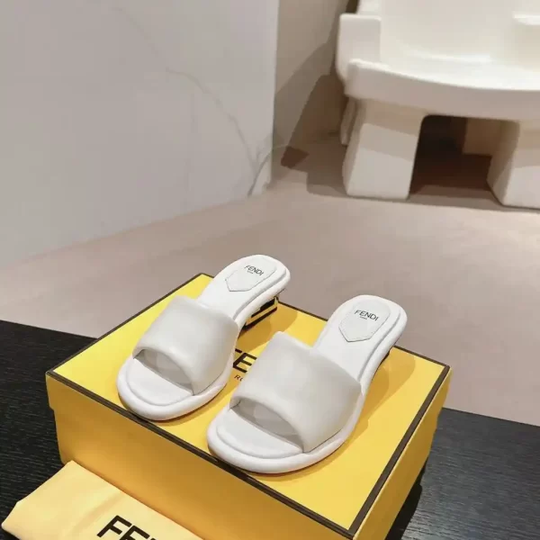 Fendi Logo Baguette Slides Leather Sandal