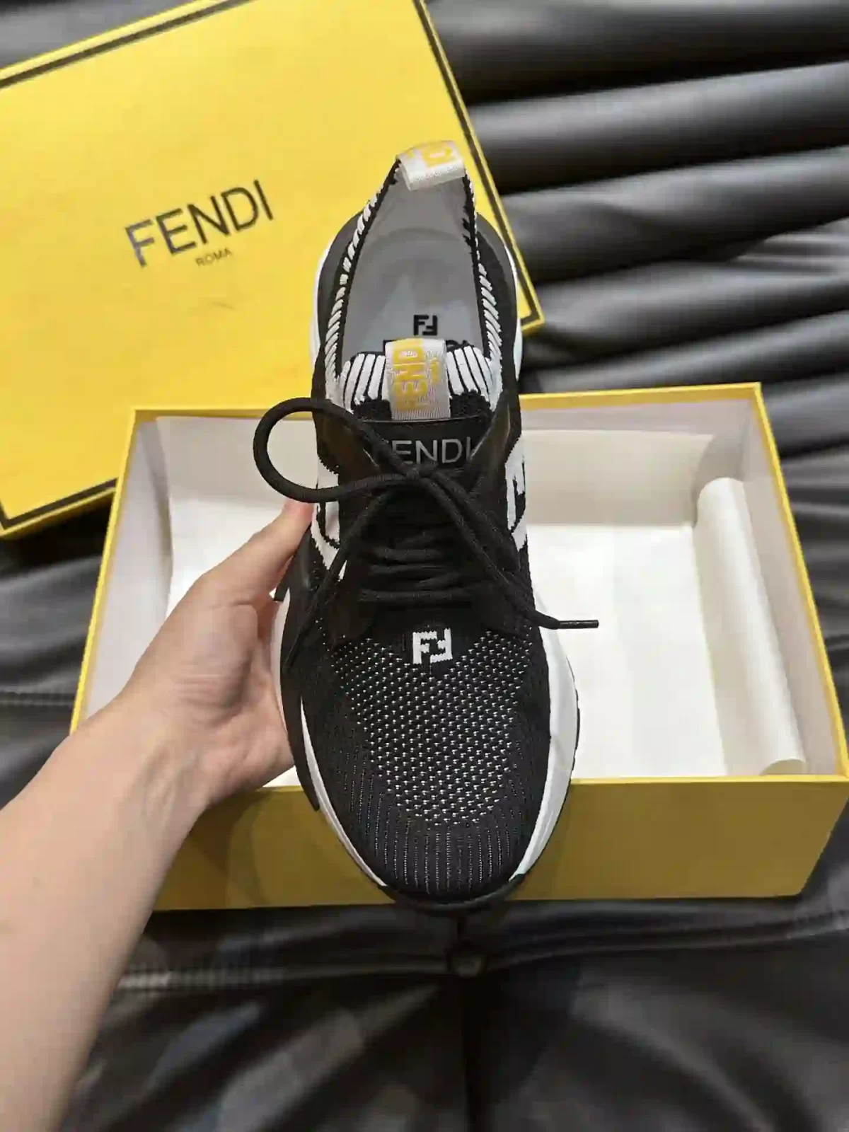 Fendi Men's Flow Leather Low Top Sneakers Shoes