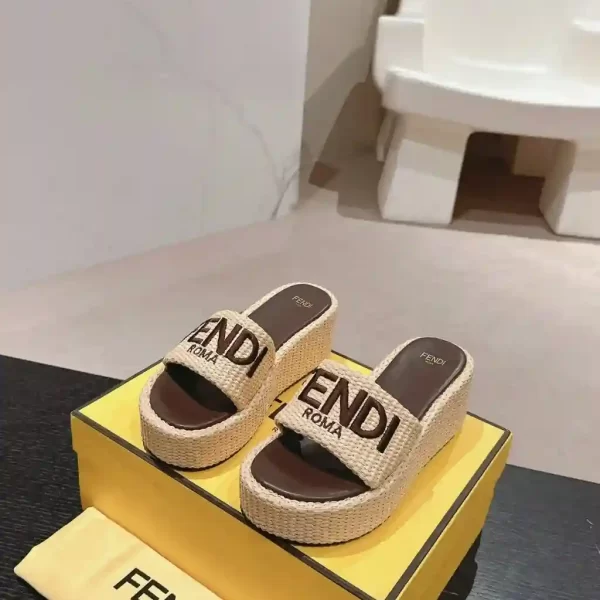 Fendi Sunshine Platform Leather Sandals