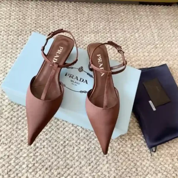 Prada Gabardine Slingback Pumps In Brown Nylon sandals