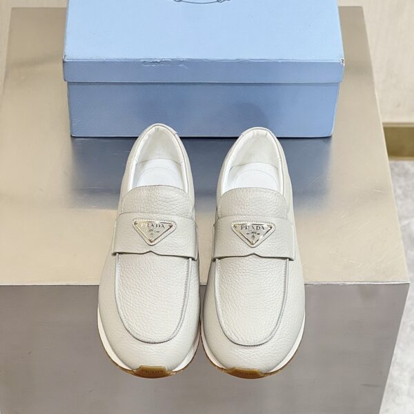 Prada Lriangle-Logo Leather Loafers White Sneaker