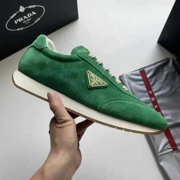 Prada Triangle-Logo Green Rank Leather Sneaker